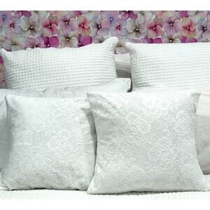 Lace  Pillow Covers White 16x16 Grandmillennial Cottagecore French Country X 2